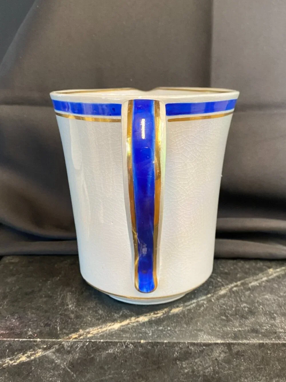 Vintage Rörstrand Sweden Ceramic Pitcher Modell Gunnar Nylund Blue Gold Art Deco